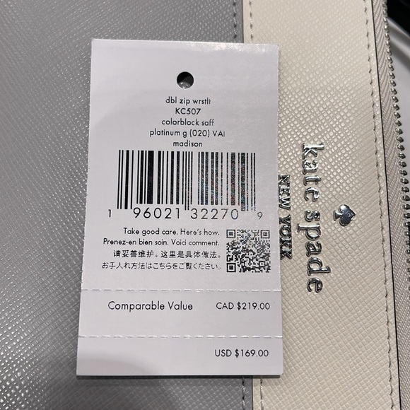 Kate Spade Madison Double Zip Wristlet Wallet Phone Holder 
Platinum Grey Multi - Picture 10 of 16